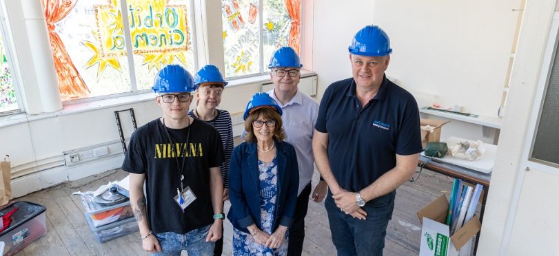 Left to right: Volunteers Danny & Beth, Councilor Angela McClements, John McGregor - Orbit chairman, and Steven Owen, PaveAways Ltd.